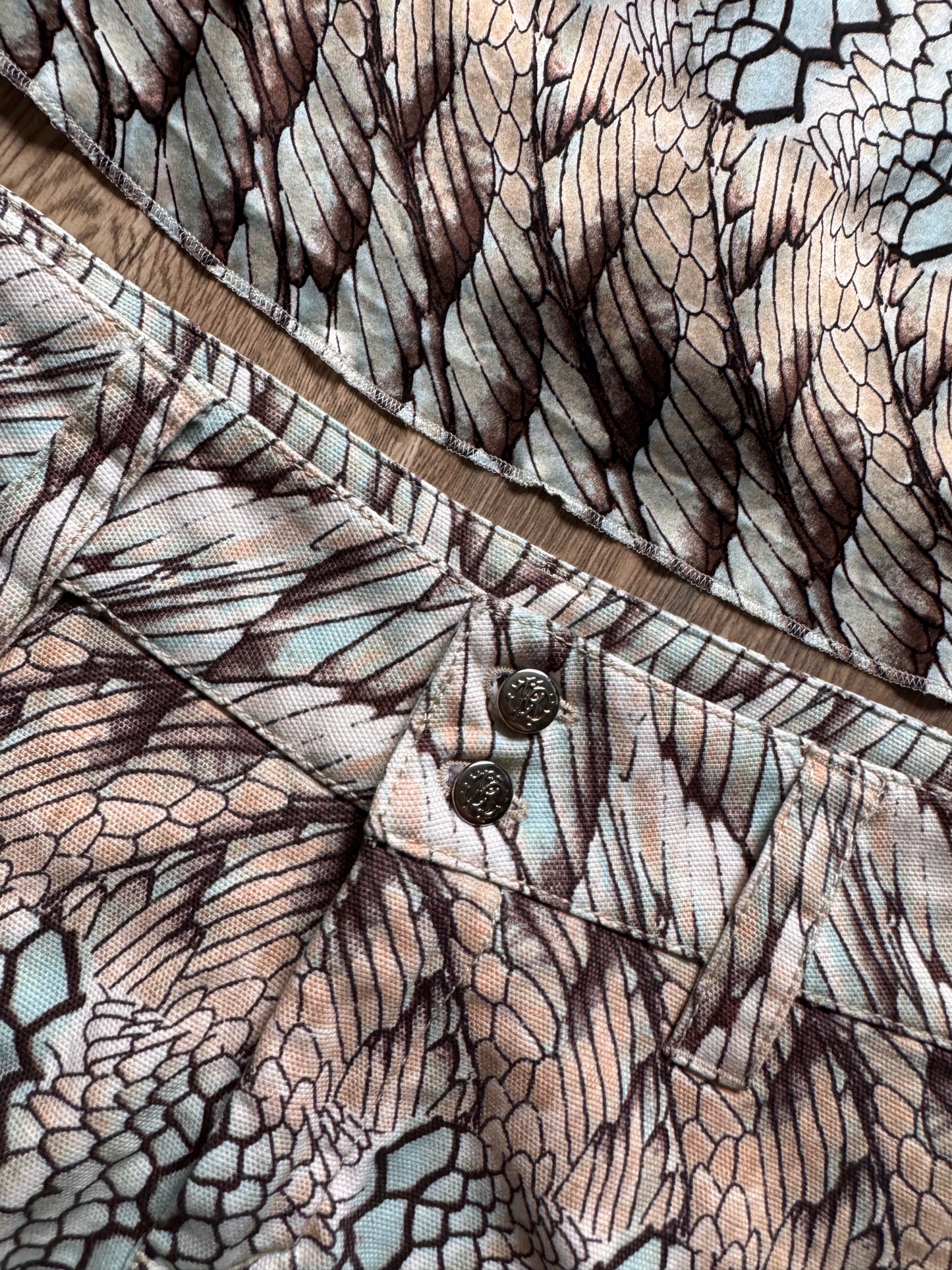 Roberto Cavalli 2000s Silk Camisole & Printed Shorts Set