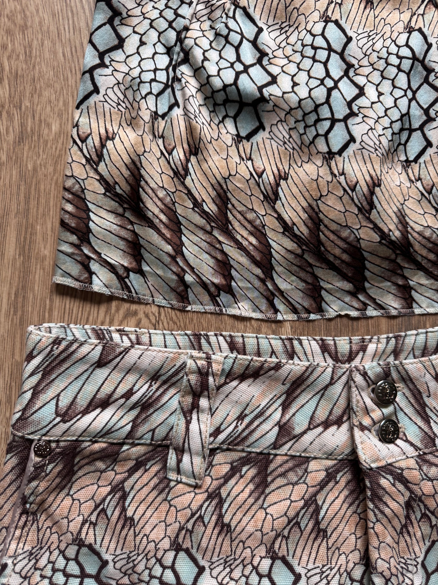 Roberto Cavalli 2000s Silk Camisole & Printed Shorts Set