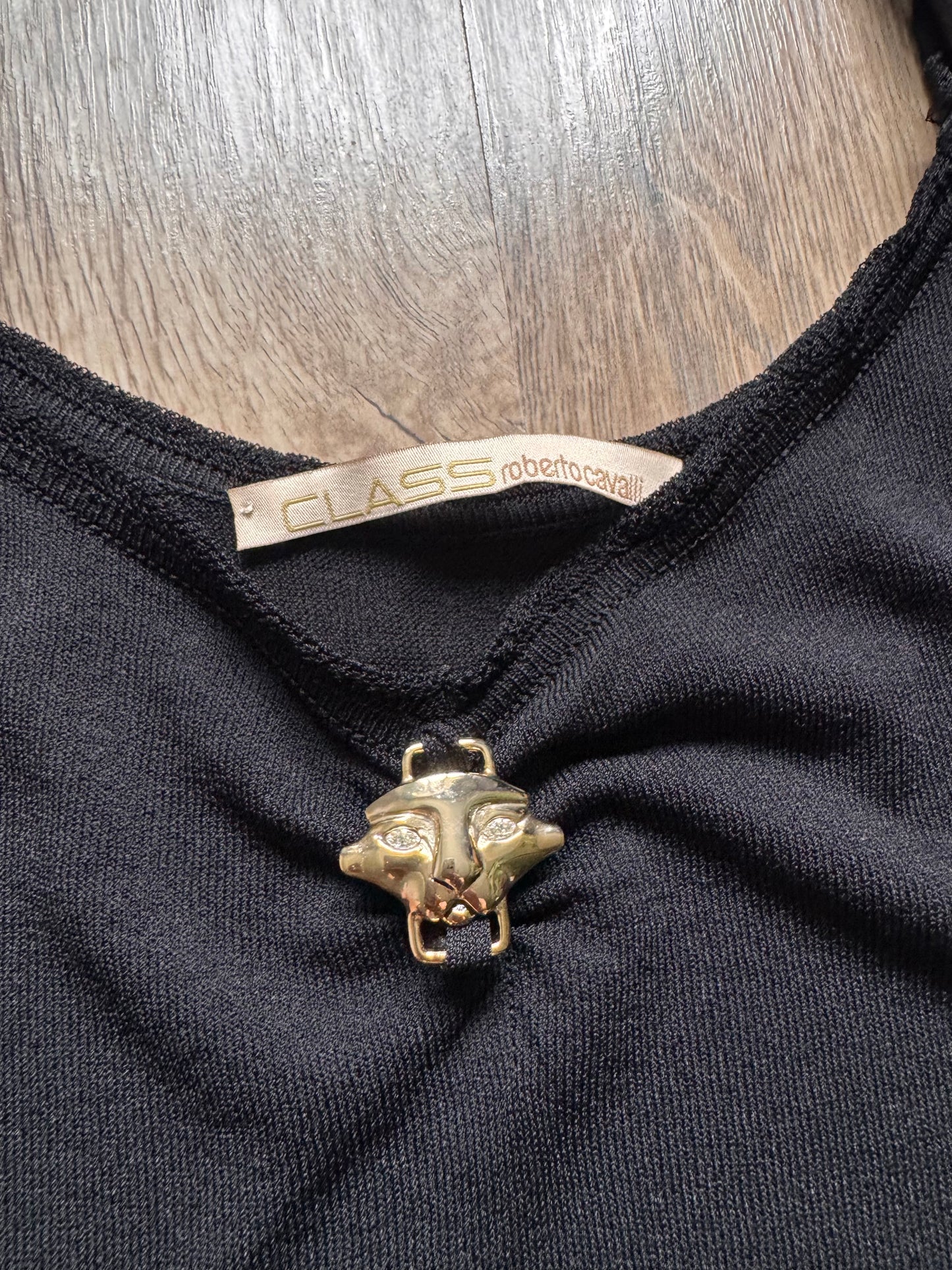 Class Roberto Cavalli 2000s Black Silk-Trimmed Camisole